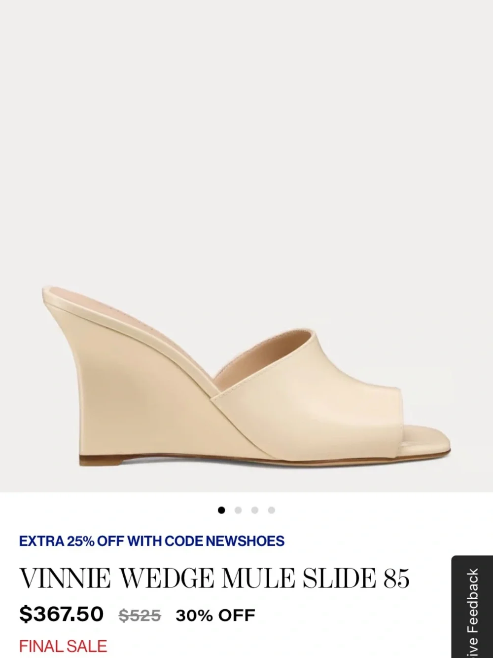 Y2K Stuart Weitzman Vinnie Wedge Mule Slide in Cream size 7B